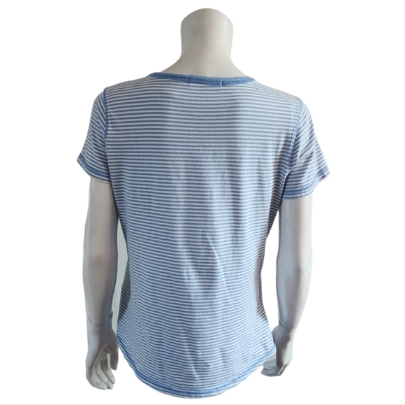 Liz Claiborne short sleeves t-shirt striped blue/white, size M - Picture 4 of 7